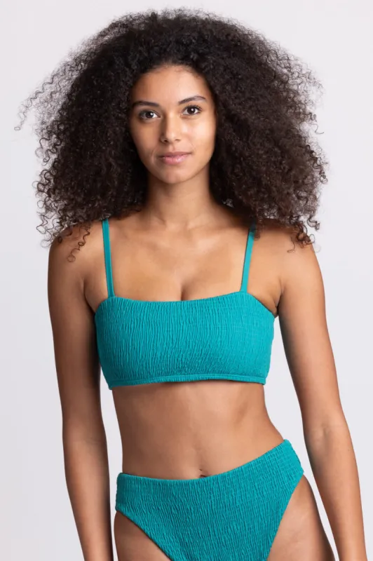 Eva Smocked Bikini Top - Palm sold by Jolyn