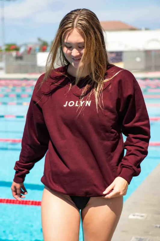 Roxanne Oversized Fleece Crewneck - Maroon sold by Jolyn