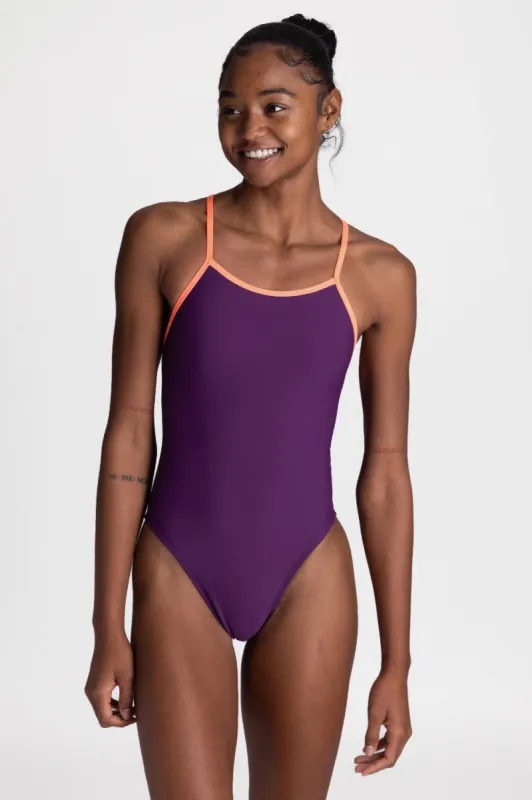 Perry Swim Onesie - Grape Contrast sold by Jolyn