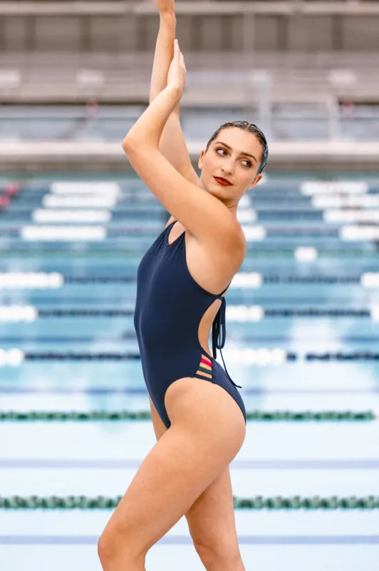 Gavin One Piece Swimsuit - Navy Contrast sold by Jolyn