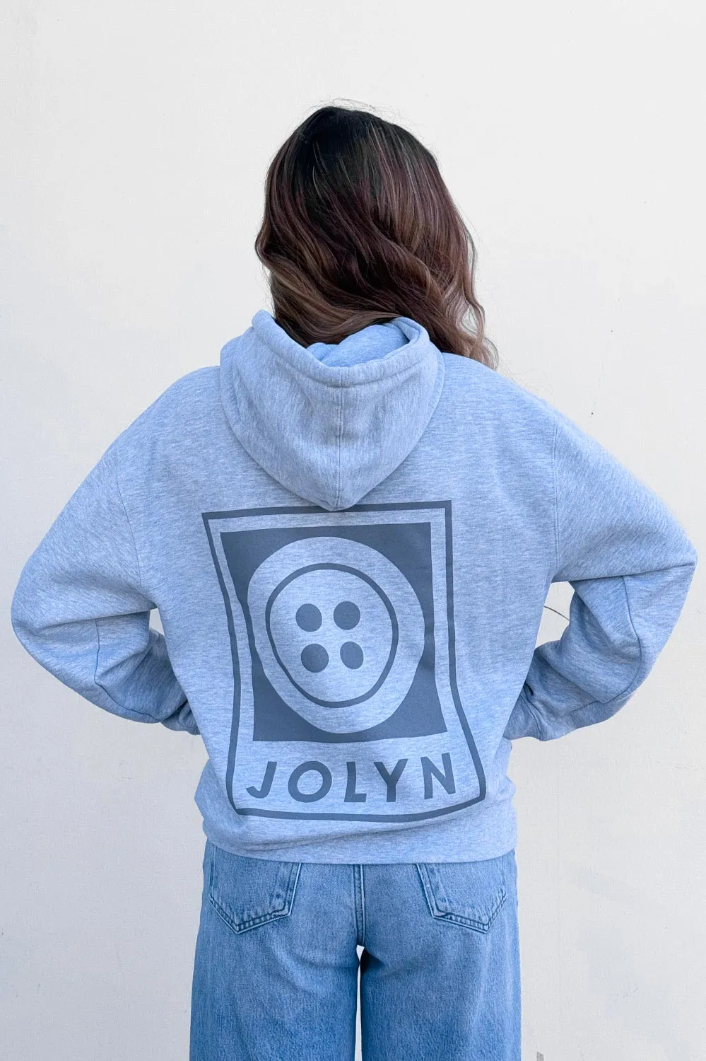 Raine Hoodie - Heather Grey Button sold by Jolyn