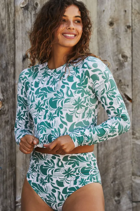 Moana Long Sleeved Crop Rashguard - Vista sold by Jolyn