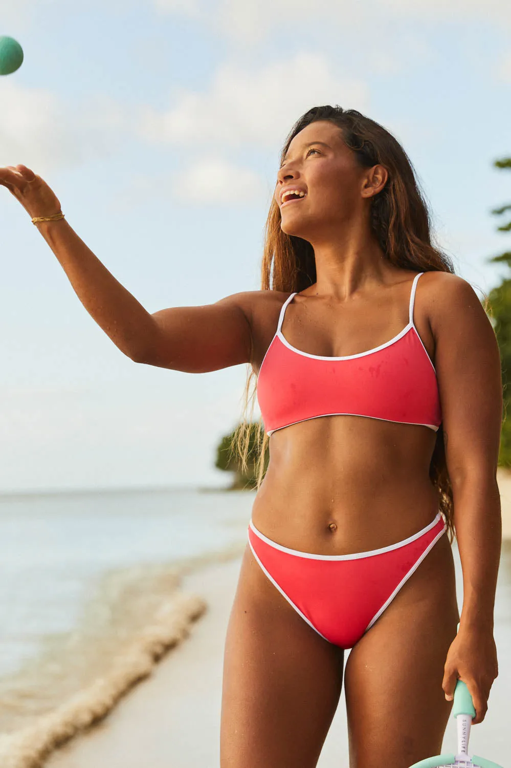 Dina Bikini Bottom - Coral Reef & White sold by Jolyn product image thumbnail 2