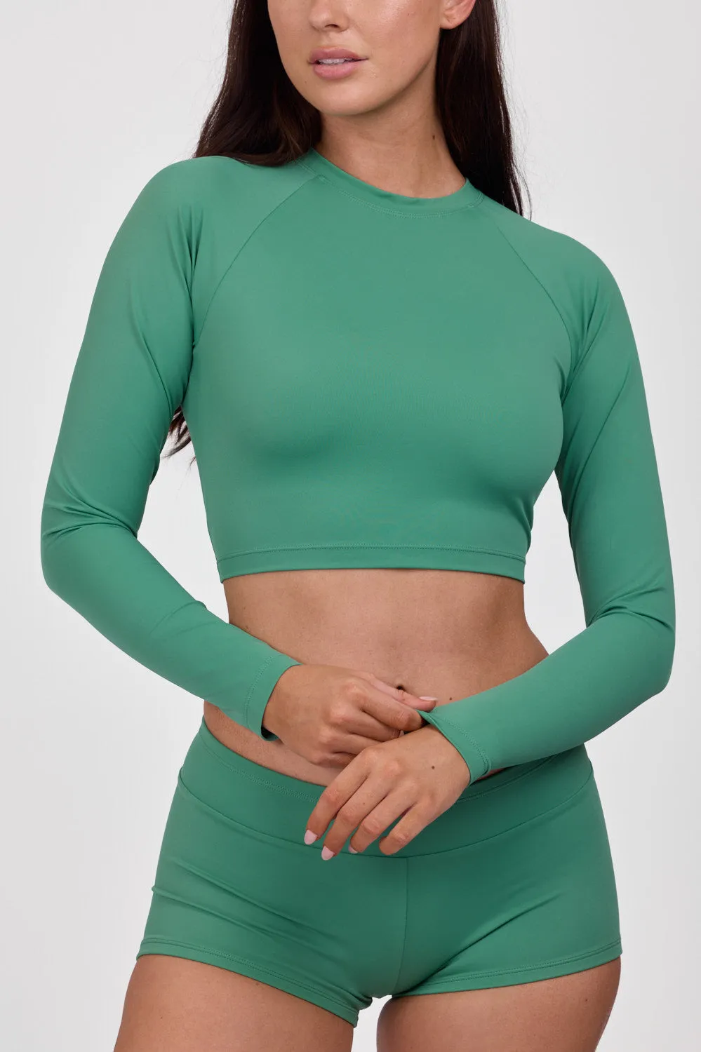 Moana Long Sleeve Cropped Rashguard - Kale sold by Jolyn product image thumbnail 4