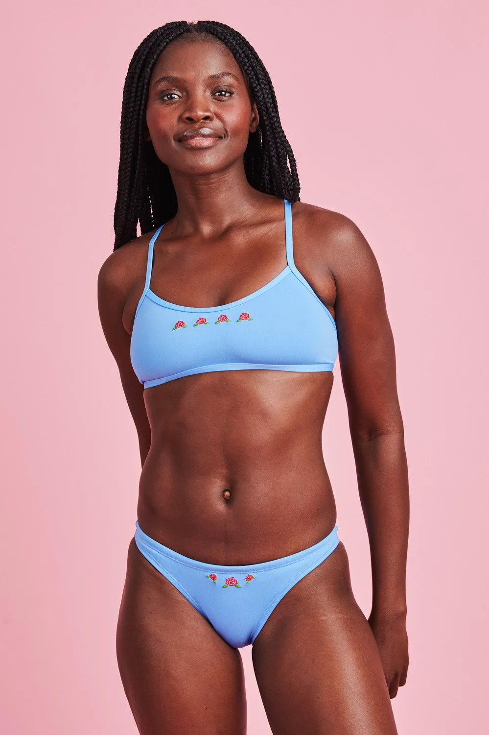 Embroidered Jocelyn Bikini Top - Azure Rose sold by Jolyn product image thumbnail 3