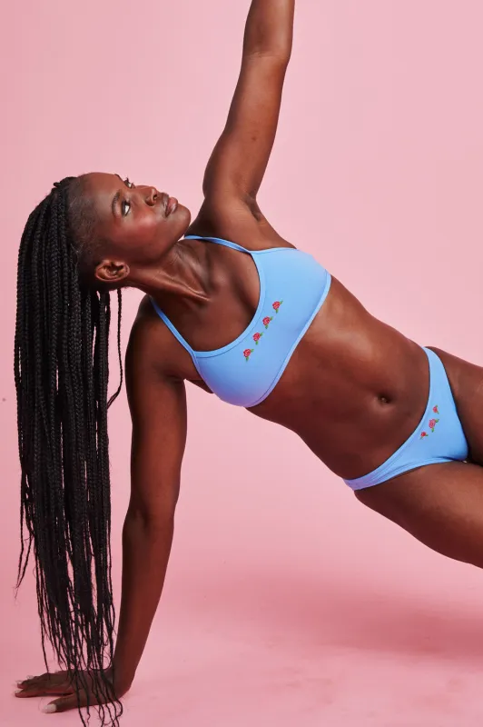 Embroidered Jocelyn Bikini Top - Azure Rose sold by Jolyn