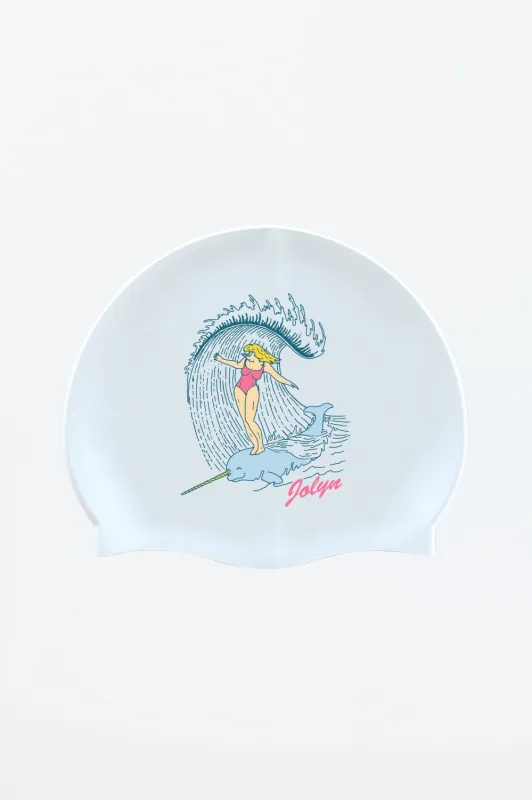 Silicone Swim Cap - Narwhal Surfer sold by Jolyn