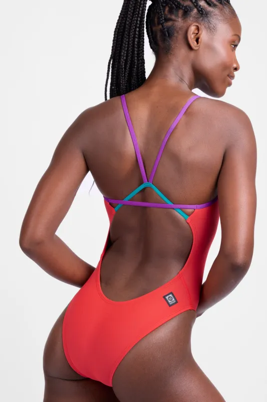 Perry One Piece Swimsuit - Candy Apple Contrast sold by Jolyn