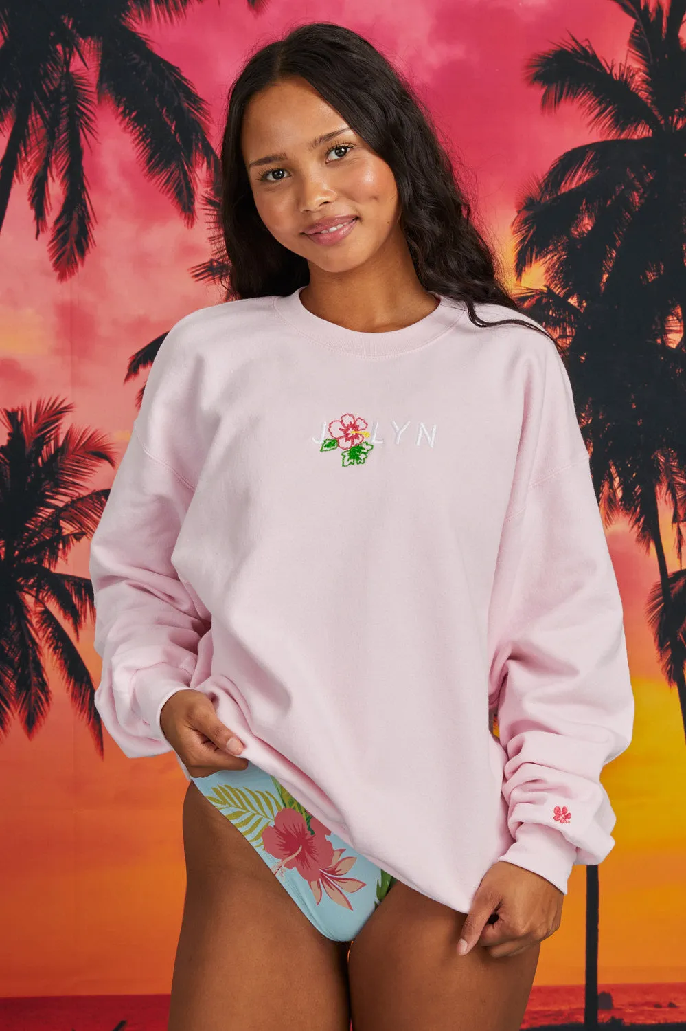 Roxanne Oversized Fleece Crewneck - Flower sold by Jolyn