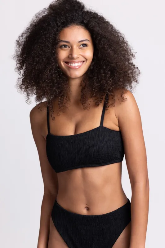 Eva Smocked Bikini Top - Black sold by Jolyn