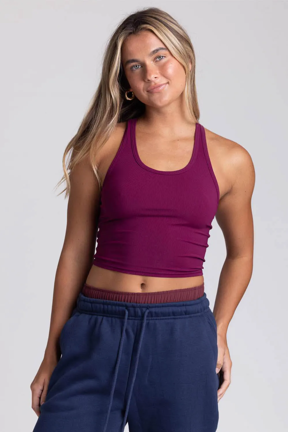 Rochelle Basic Crop Top - Cabernet sold by Jolyn product image thumbnail 2