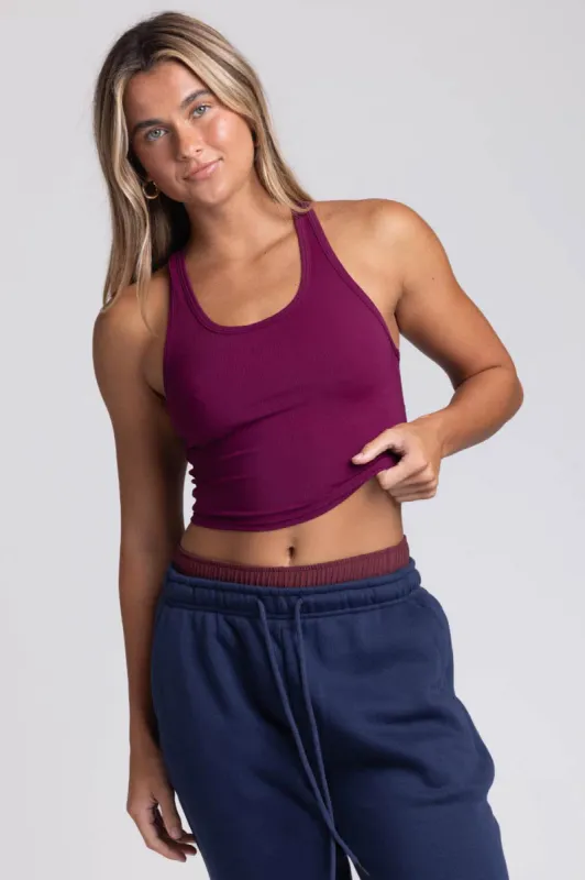 Rochelle Basic Crop Top - Cabernet sold by Jolyn