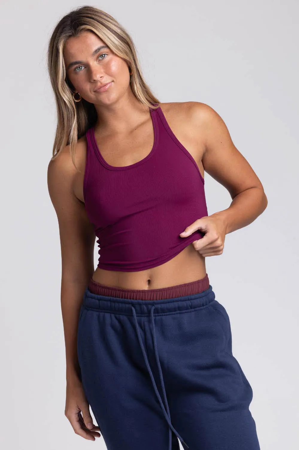 Rochelle Basic Crop Top - Cabernet sold by Jolyn