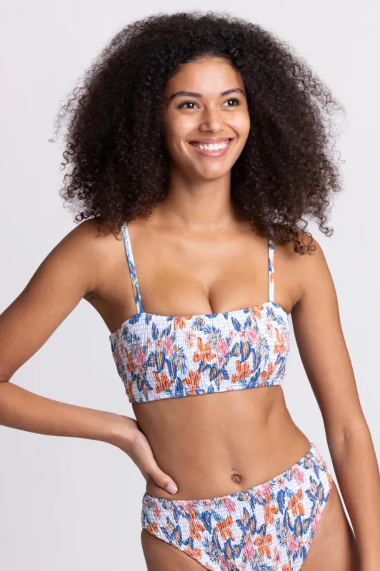 Eva Smocked Bikini Top - Flora Tiki sold by Jolyn