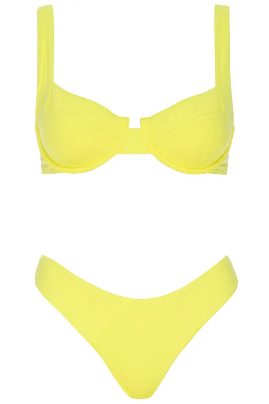 Laguna Bikini Yellow Ribbed Set sold by Vetchy