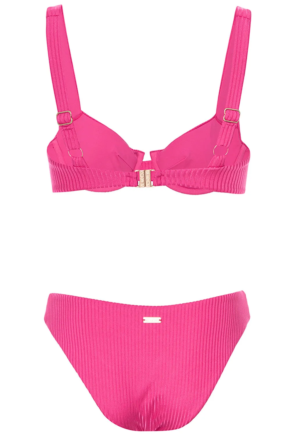 Laguna Bikini Shiny Ribbed Magenta Set sold by Vetchy product image thumbnail 5