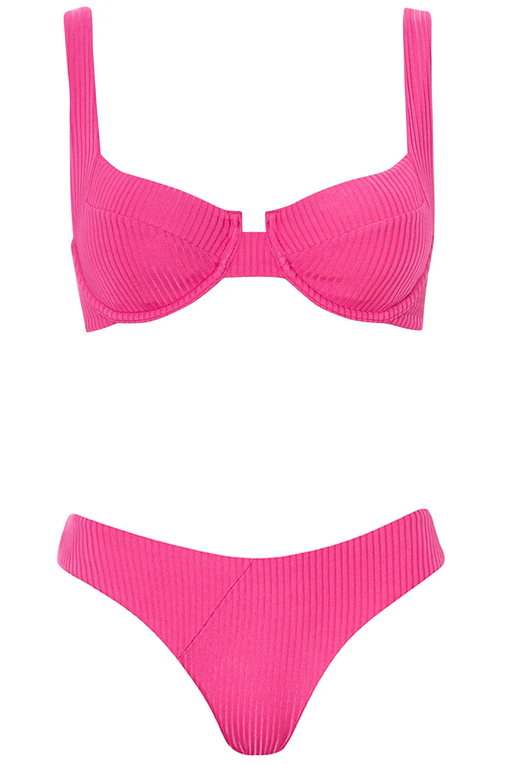 Laguna Bikini Shiny Ribbed Magenta Set sold by Vetchy