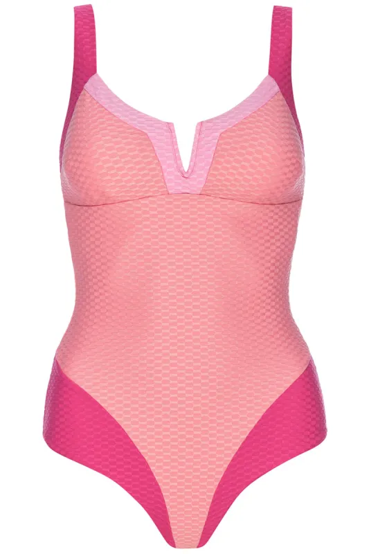 Vista Tricolor Pink Swimsuit sold by Vetchy