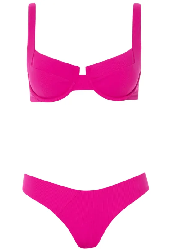 Laguna Bikini Magenta Ribbed Set sold by Vetchy