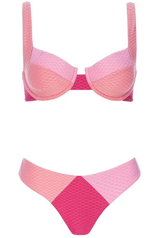 Laguna Bikini Pink Tricolor Set sold by Vetchy