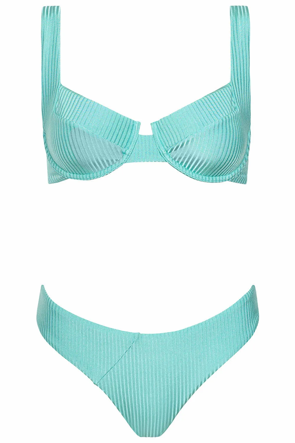 Laguna Bikini Seafoam Ribbed Set sold by Vetchy