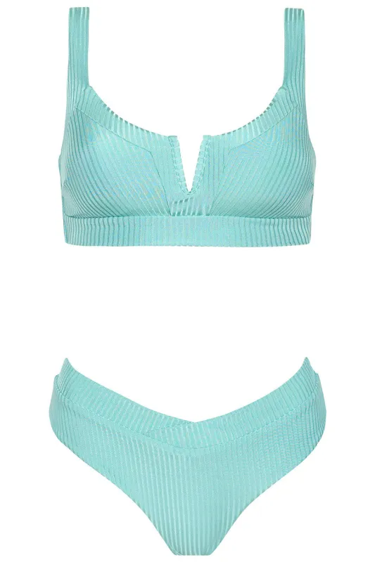 Vista Bikini Seafoam Ribbed Set sold by Vetchy