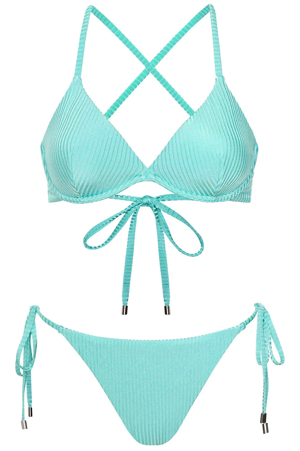 Portofino Bikini Seafoam Ribbed Set sold by Vetchy