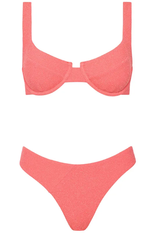 Laguna Bikini Peach Lurex Set sold by Vetchy