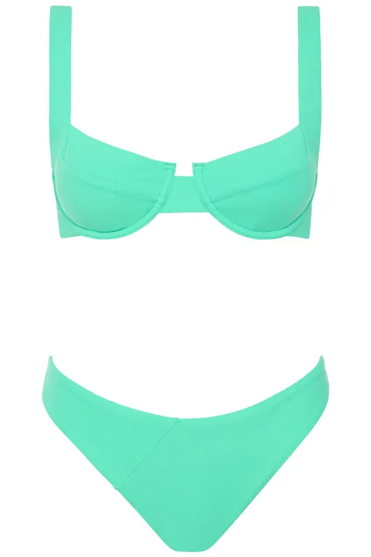 Laguna Bikini Mint Ribbed Set sold by Vetchy