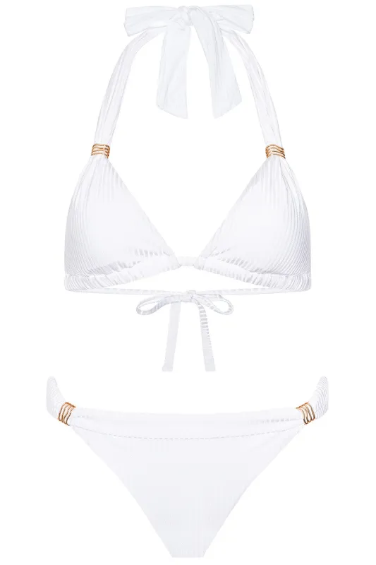 Malta Bikini White Ribbed Set sold by Vetchy