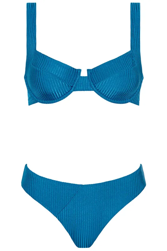 Laguna Bikini Navy Ribbed Set sold by Vetchy