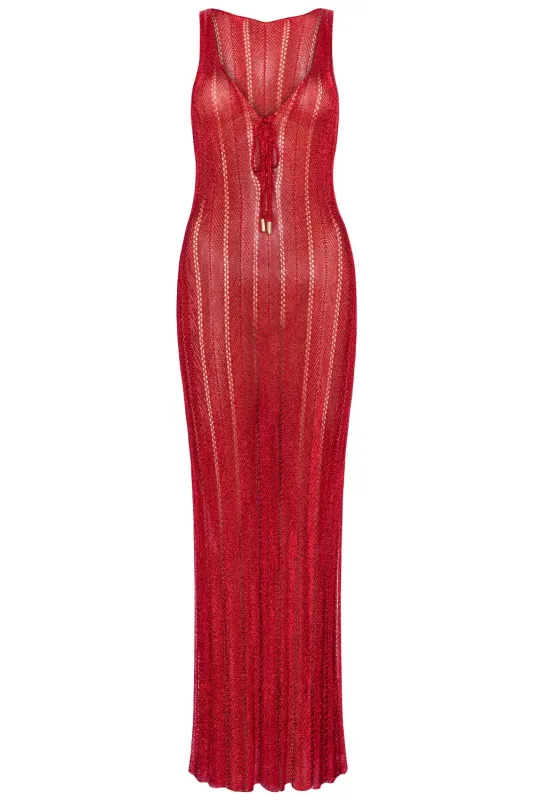 Red Metallic Dress sold by Vetchy