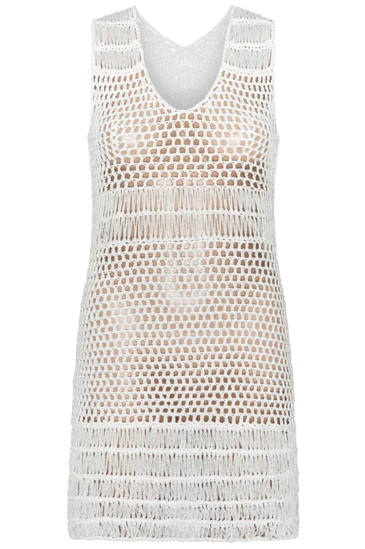 Crochet White Short Dress made by Vetchy