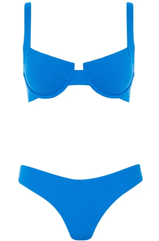 Laguna Bikini Blue Ribbed Set sold by Vetchy