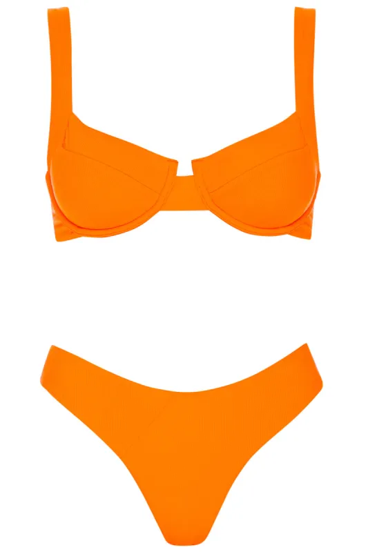Laguna Bikini Orange Ribbed Set sold by Vetchy