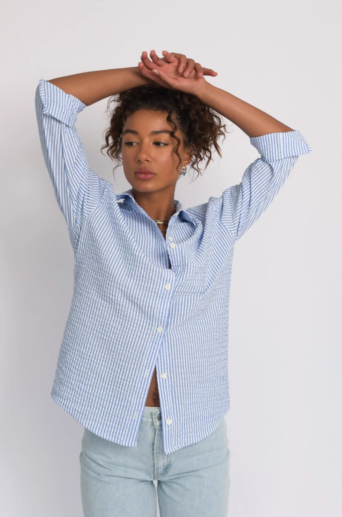 Harper Button Down - Blue Seersucker sold by Skatie product image thumbnail 5