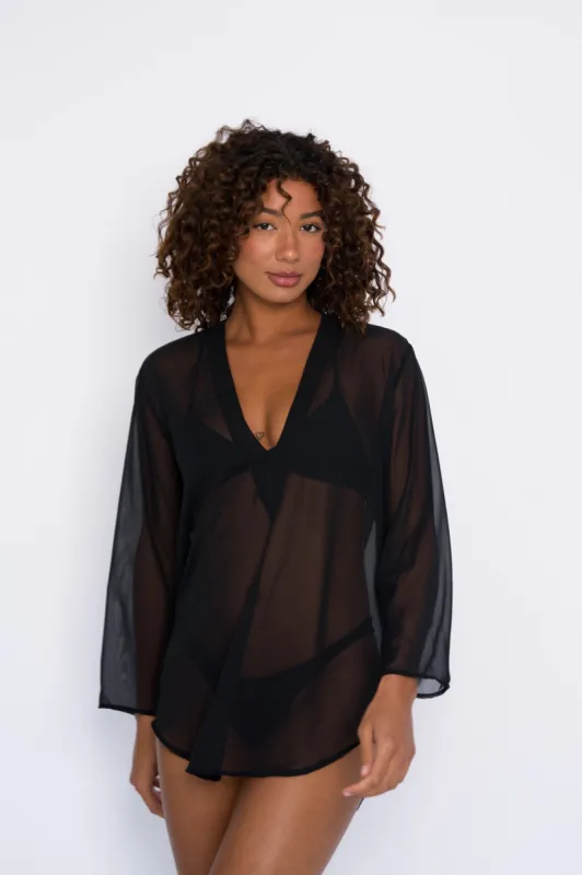 Lily Tunic Chiffon - Black sold by Skatie
