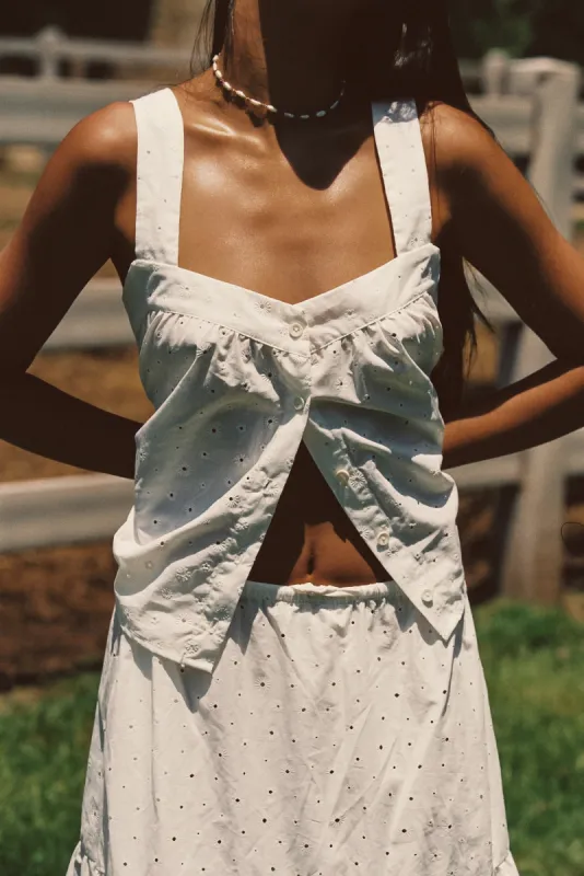 Quinn Top - White Eyelet sold by Skatie