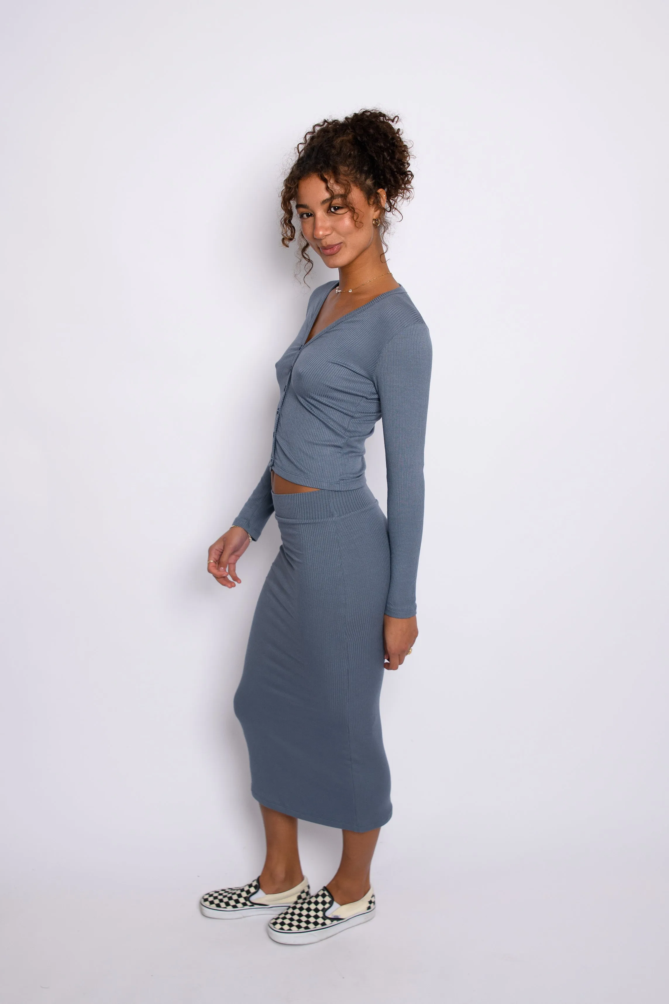 Serena Skirt Ribbed - Denim sold by Skatie product image thumbnail 4