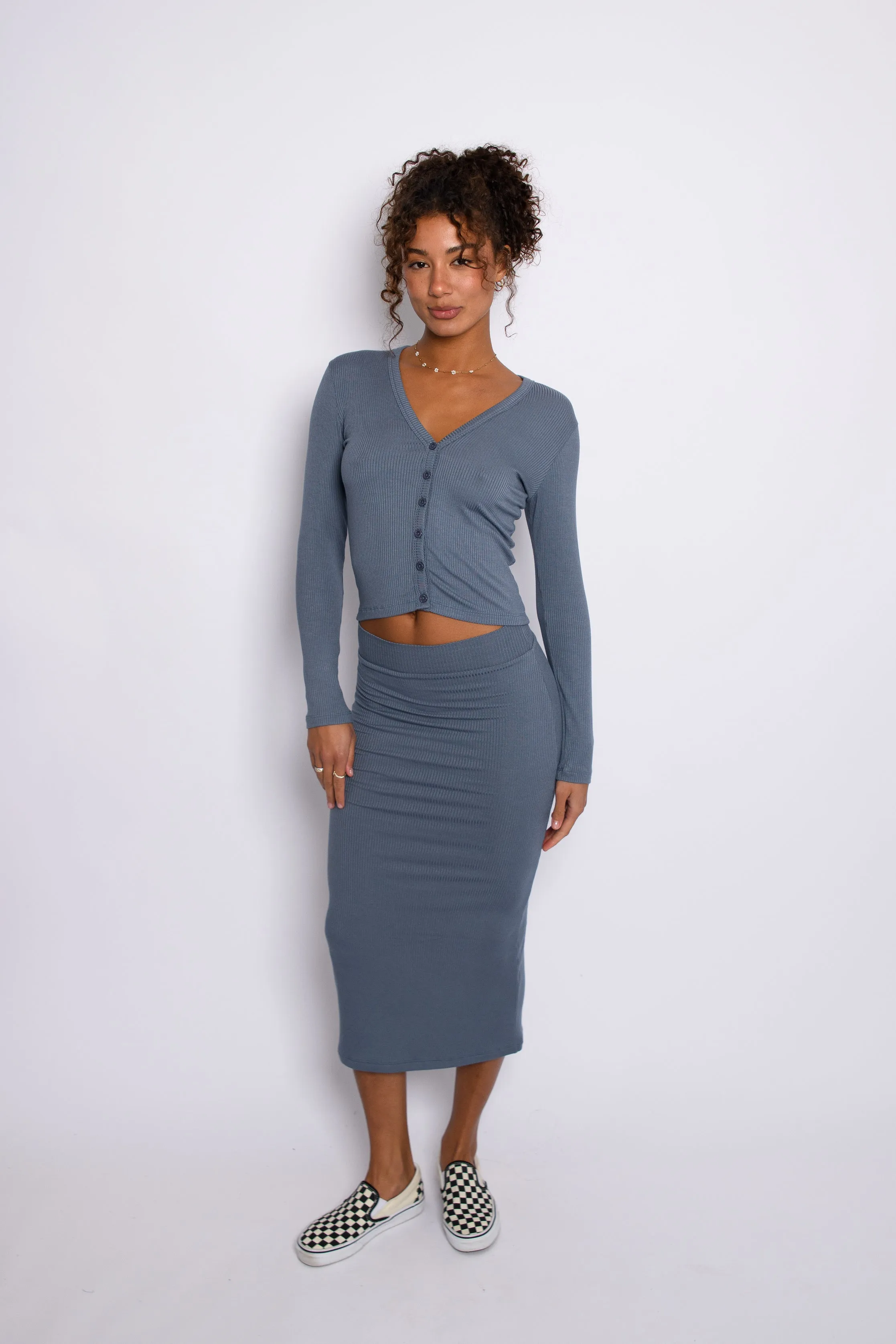Serena Skirt Ribbed - Denim sold by Skatie product image thumbnail 2