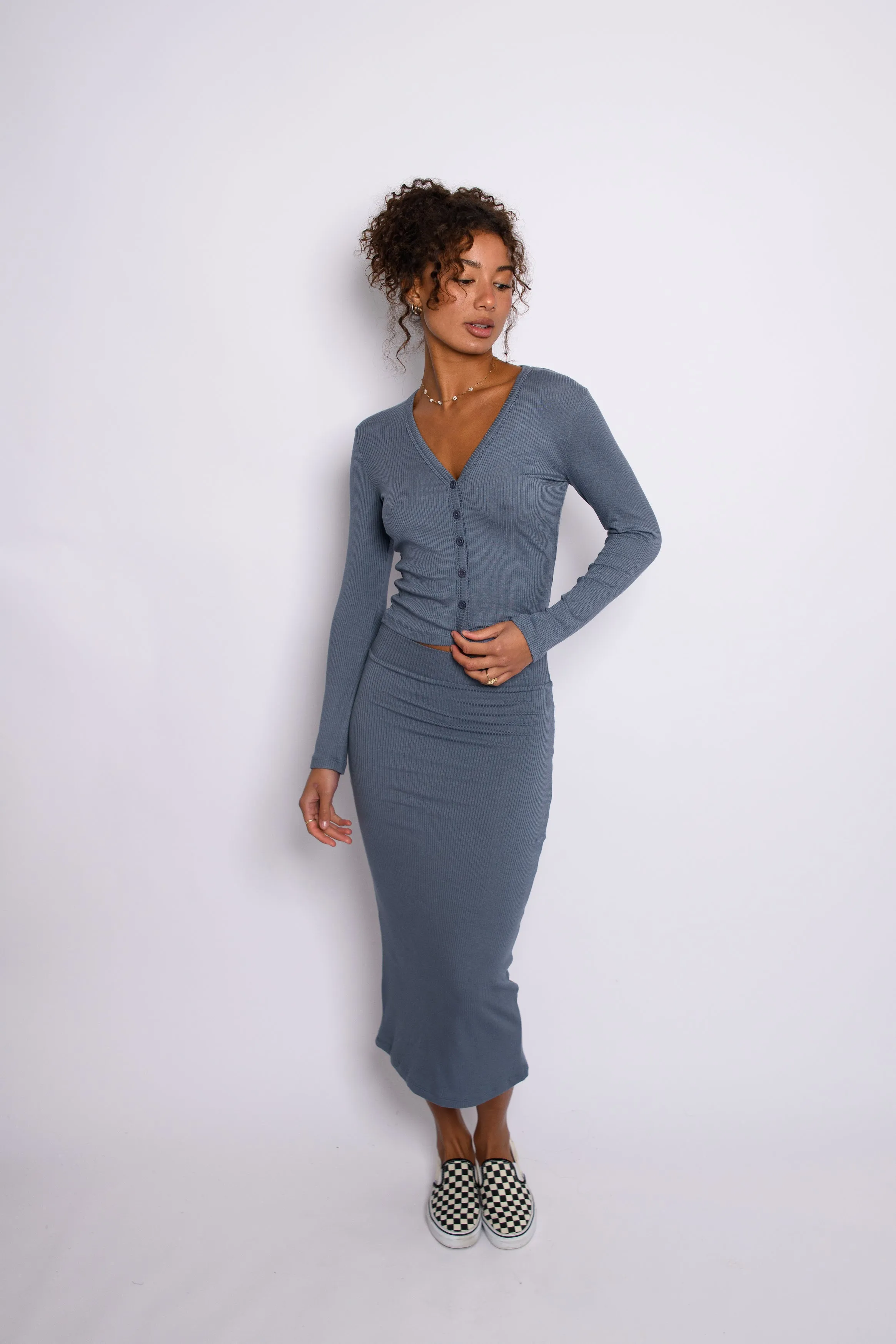 Serena Skirt Ribbed - Denim sold by Skatie product image thumbnail 5