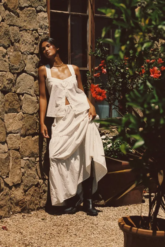Kristina Maxi Skirt - White Eyelet sold by Skatie