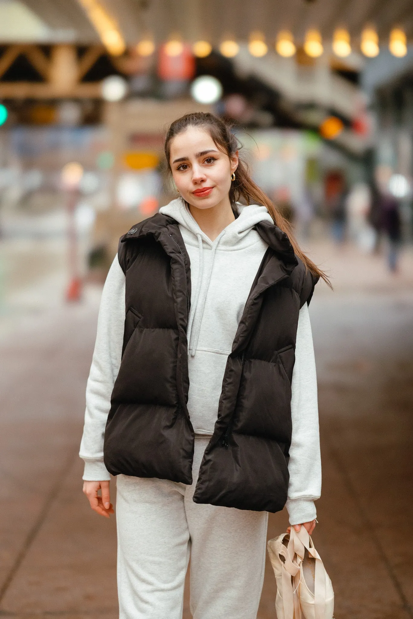 Oversized Puffer Vest - Black sold by Skatie