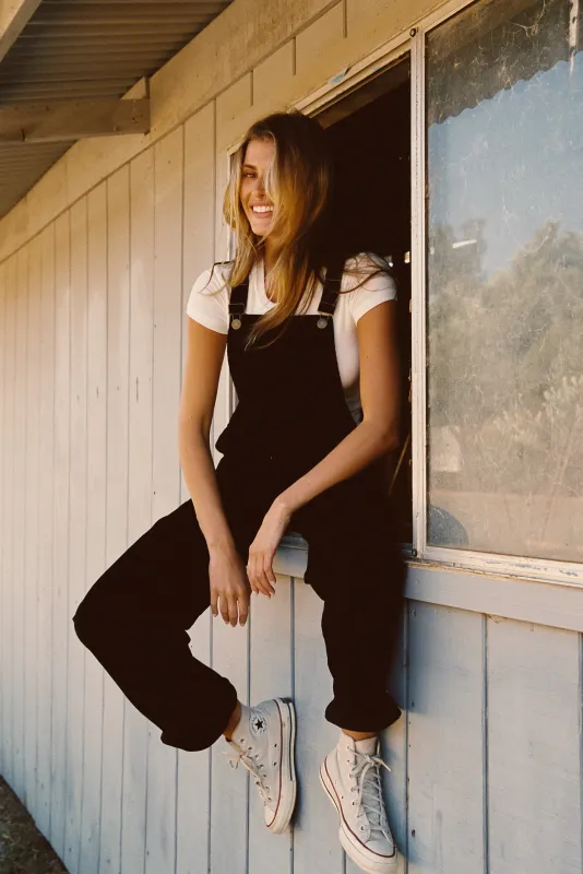 Maeve Overalls - Black Corduroy sold by Skatie