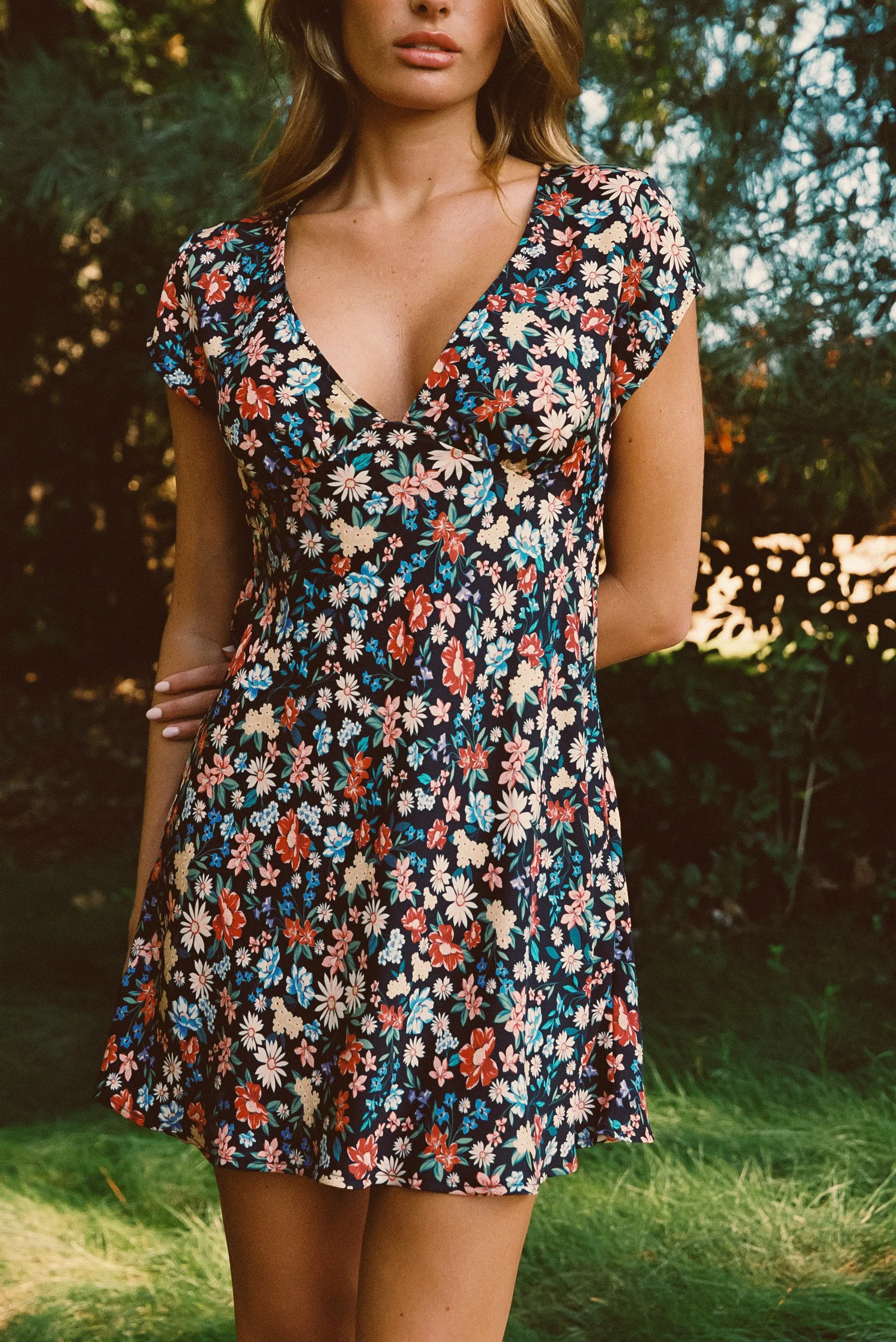 Suki Short Sleeve Mini Dress Satin - Prairie sold by Skatie