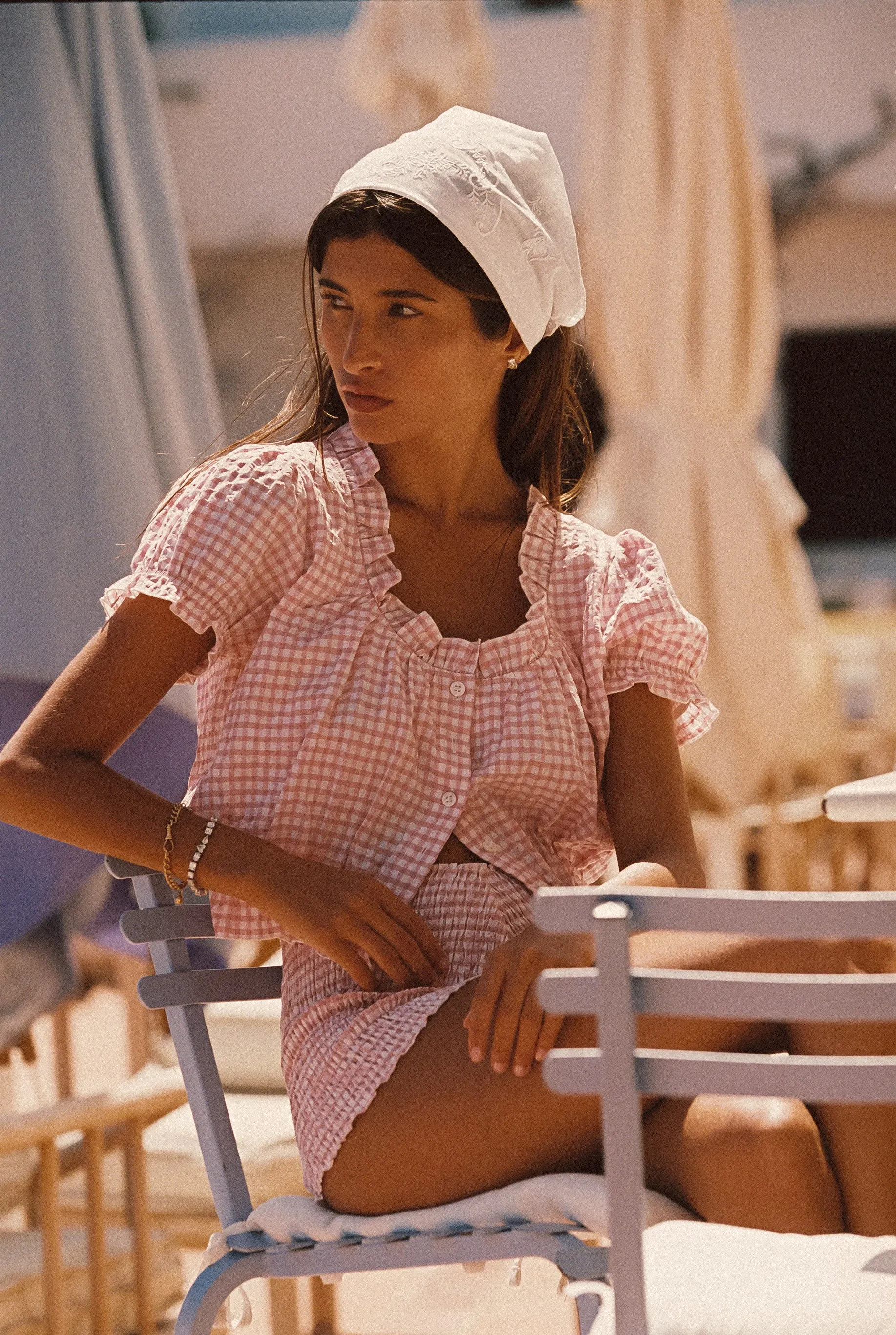 Millie Top - Pink Gingham sold by Skatie