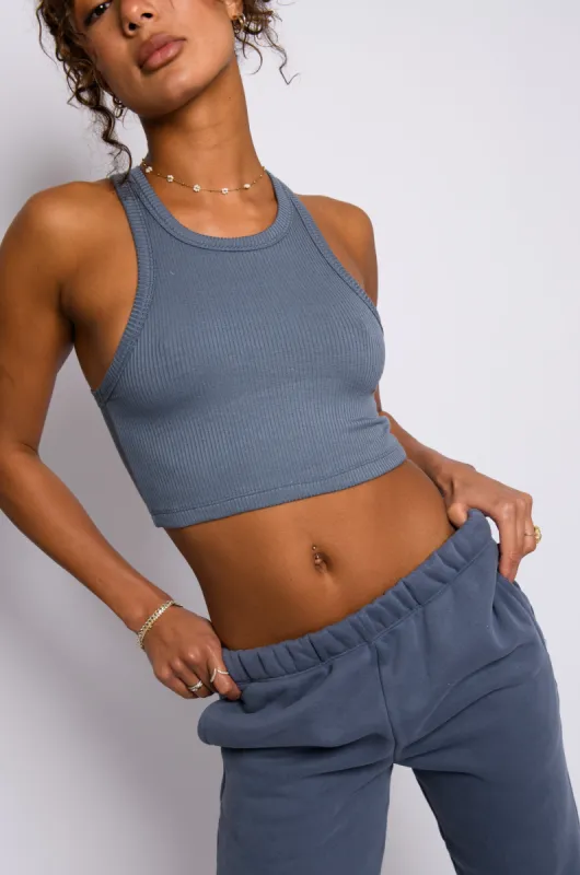 Monica Crop Ribbed - Denim sold by Skatie