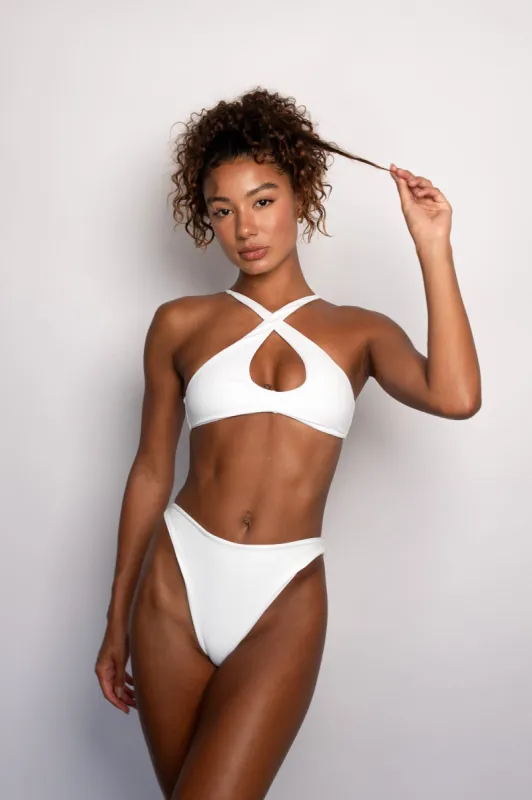 Jasmine Top - White Micro Ribbed sold by Skatie
