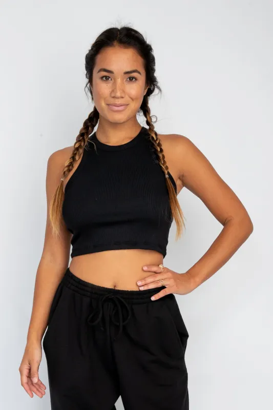 Monica Crop Ribbed - Black sold by Skatie