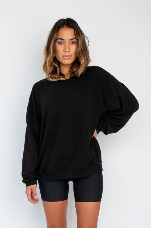 CLOUDLUX Chris Crewneck - Black sold by Skatie